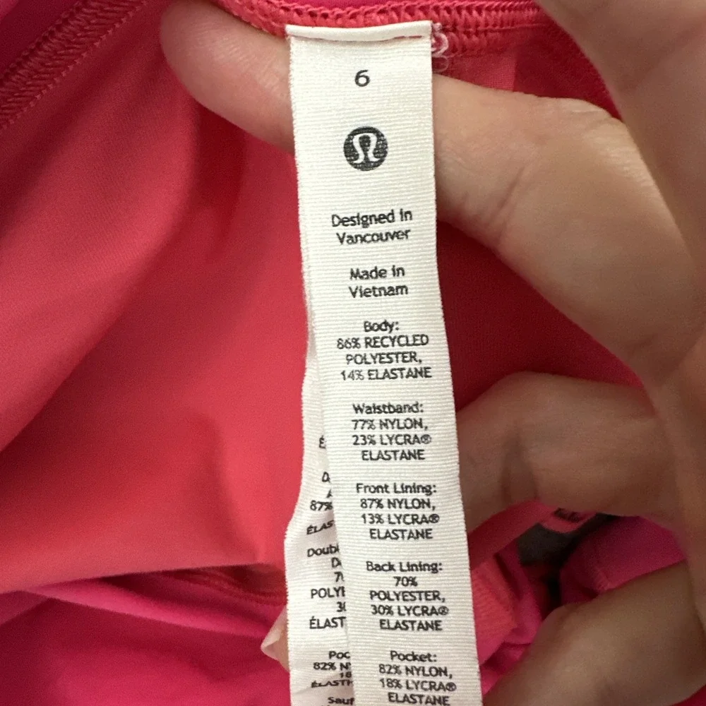 Lululemon Pace Rival Skirt Skort Lip Gloss Pink Athletic Athleisure Wiomen's 6